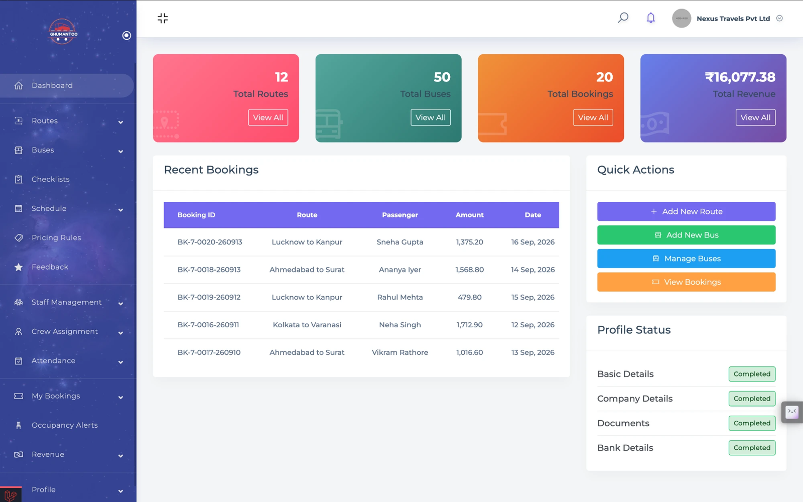 Ghumantoo — Bus Ticket Booking & Operator Management Platform mockup