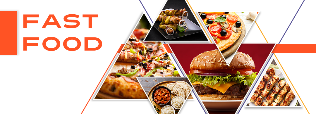 Fast Food — Triangular Menu Banner mockup