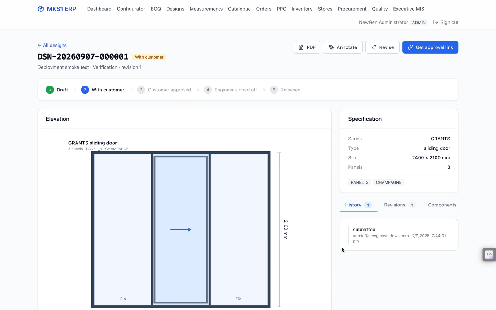 NewGen ERP — Manufacturing ERP for uPVC & Aluminium Window and Door Fabricators mockup
